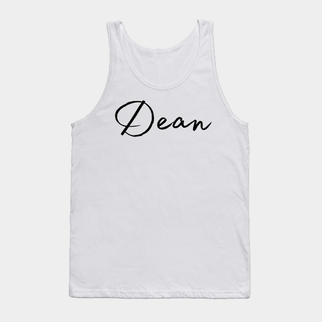 Dean Name Calligraphy Tank Top by Word Minimalism